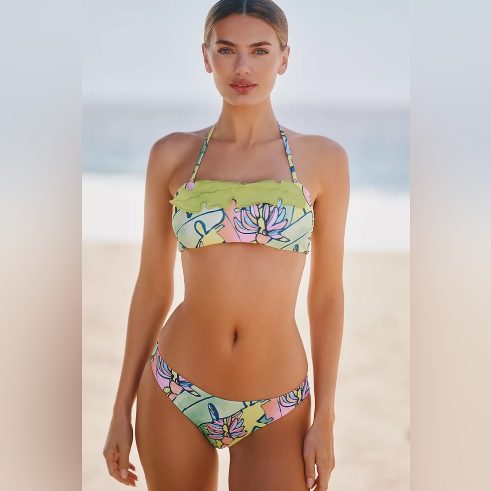 Farm Rio x Anthropologie Embroidered Bandeau Swim Top